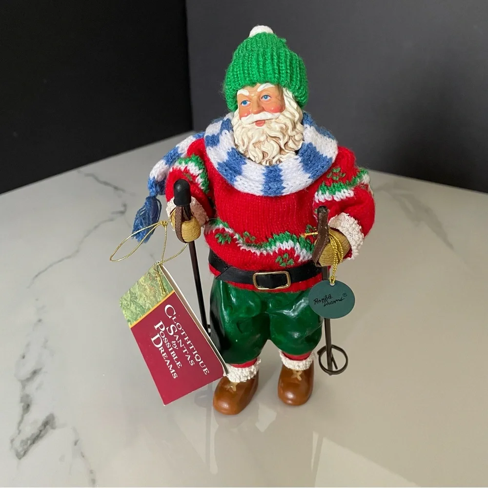 Skier Santa Ornament - Possible Dreams Clothtique by Dept. 56